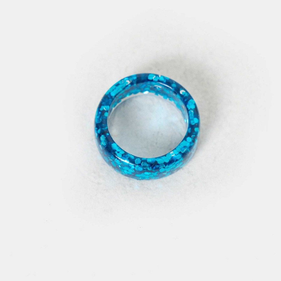 New Glitterball Blue Ring Rings