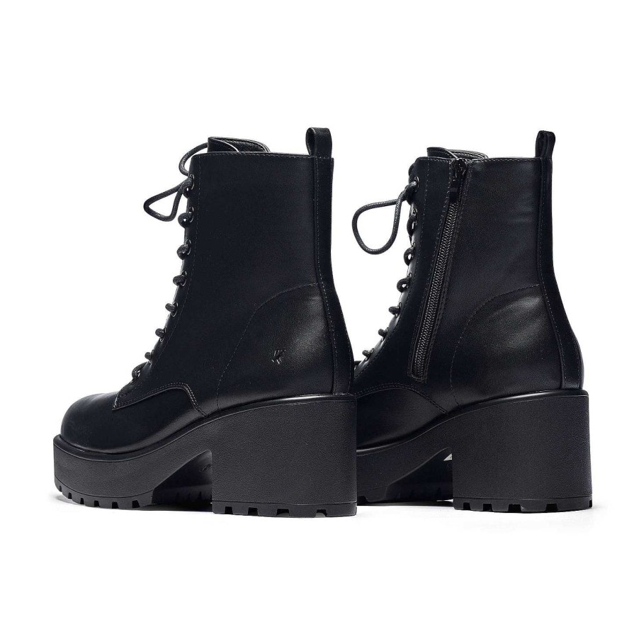 Wholesale Black Leather Chunky Platform Military Boots In Size 10 Ankle Boots