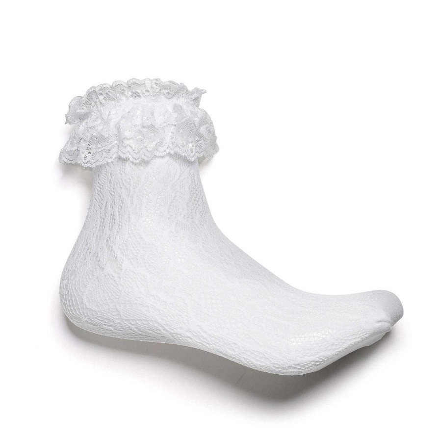 Best Heiress White Lace Ruffle Socks Socks & Tights