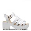 New White Chunky Platform Cleated Strappy Sandals Platform Heels