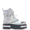 Clearance Borin Hardware Platform Boots - Silver Hologram Ankle Boots