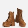 New Gin Burnt Orange Platform Military Boots Heeled Boots