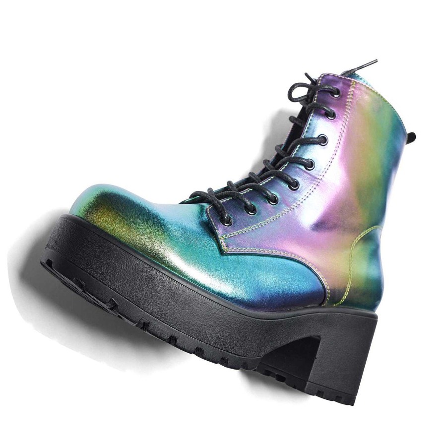 Online Bismuth Platform Military Boots - Rainbow Chunky Boots