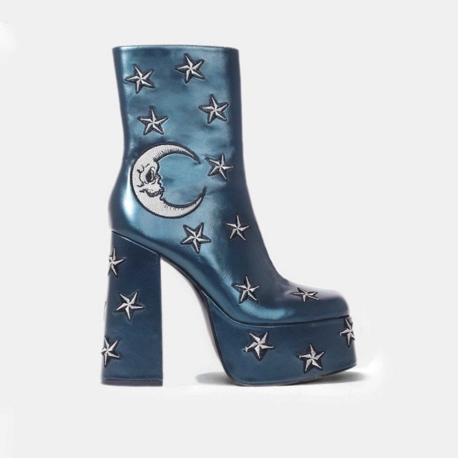 Hot Dreams Of Mooncraft Teal Heeled Boots Heeled Boots