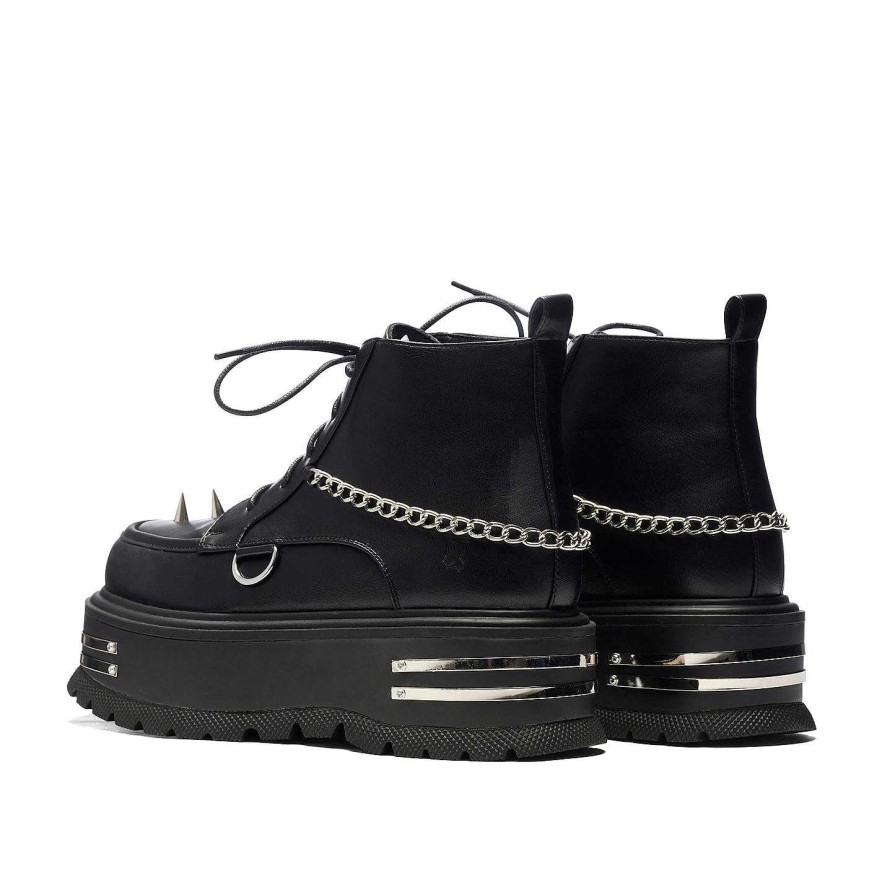 New The Silence Men'S Platform Grunge Boots - Black Ankle Boots