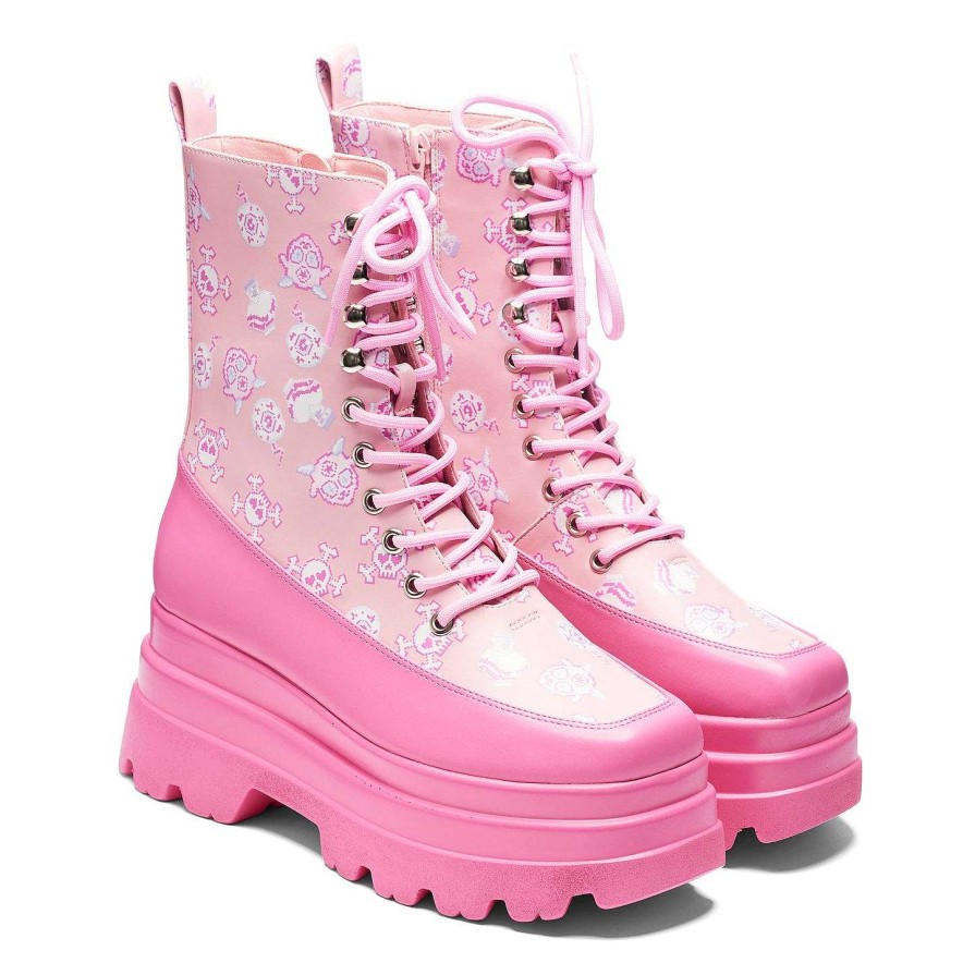 Best Pink Magic Yami Printed Trident Boots Platform Boots