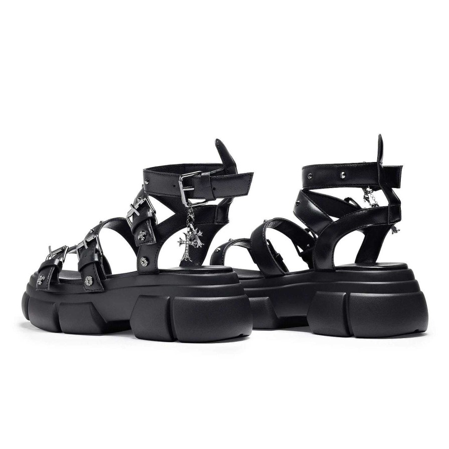 New A Raining Vengeance Charm Platform Sandals Strappy Sandals