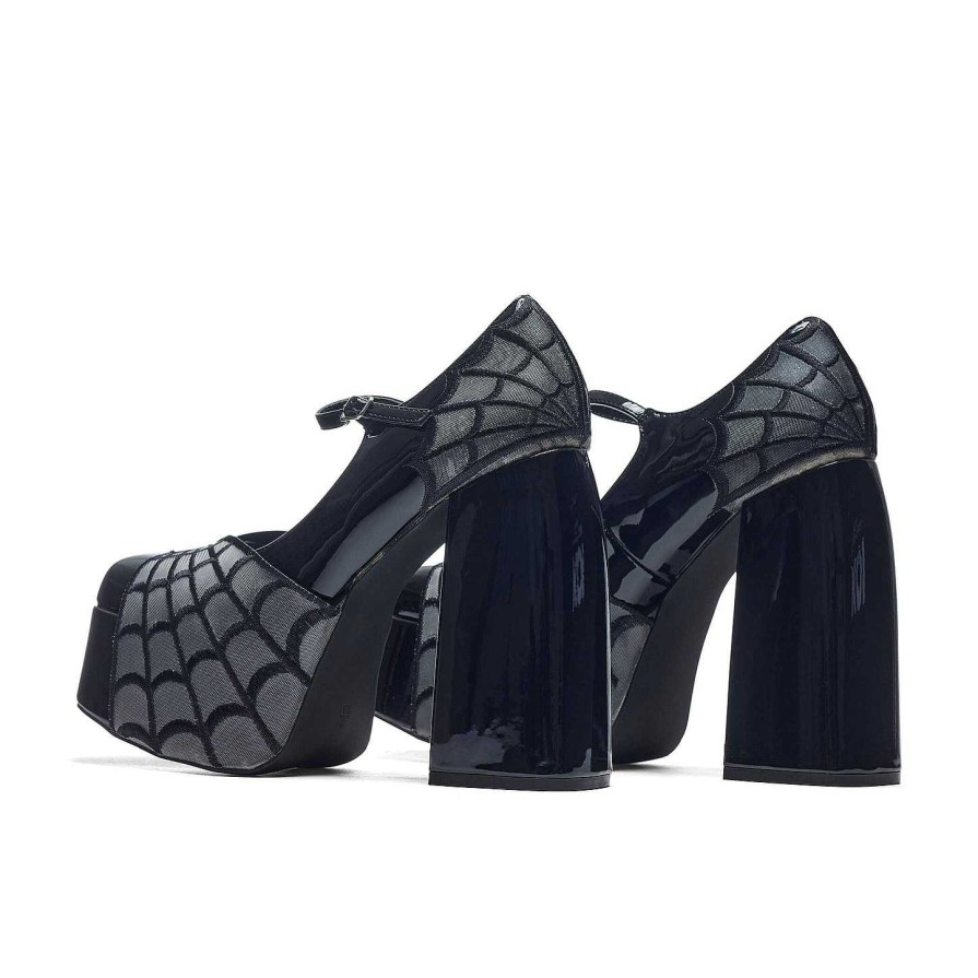 Hot Octavia Web Platform Heels - Black Platform Heels