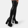 Wholesale The Redemption Black Stretch Thigh High Boots The Platform Boot