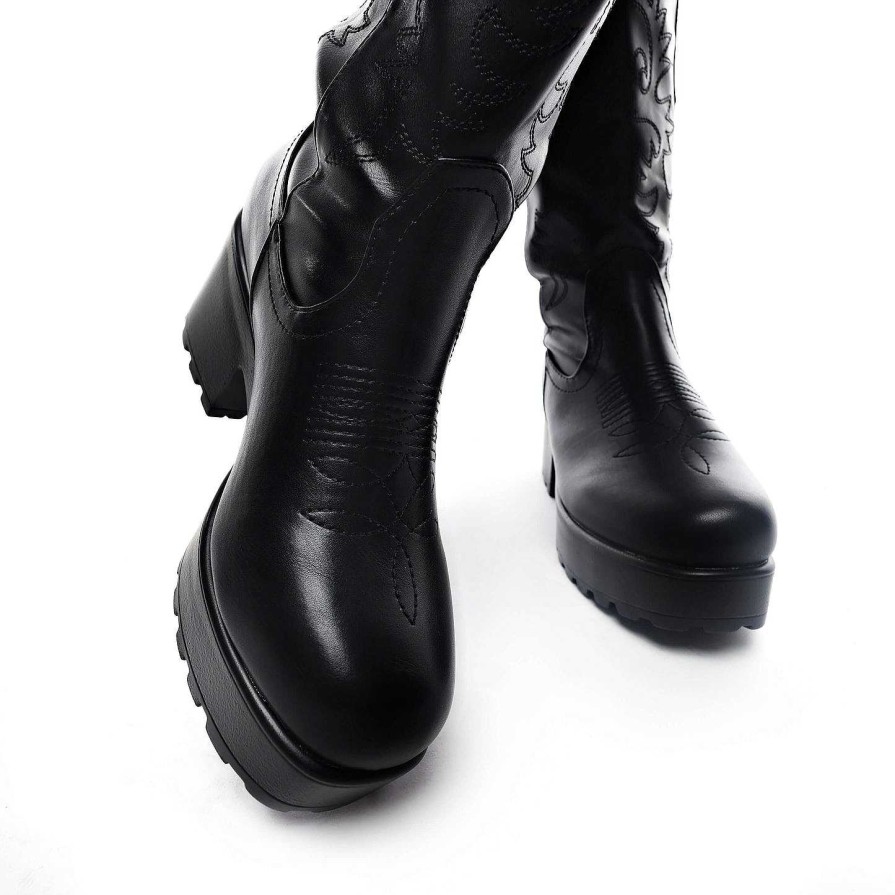 Best Wintu Long Chunky Western Boots Platform Boots