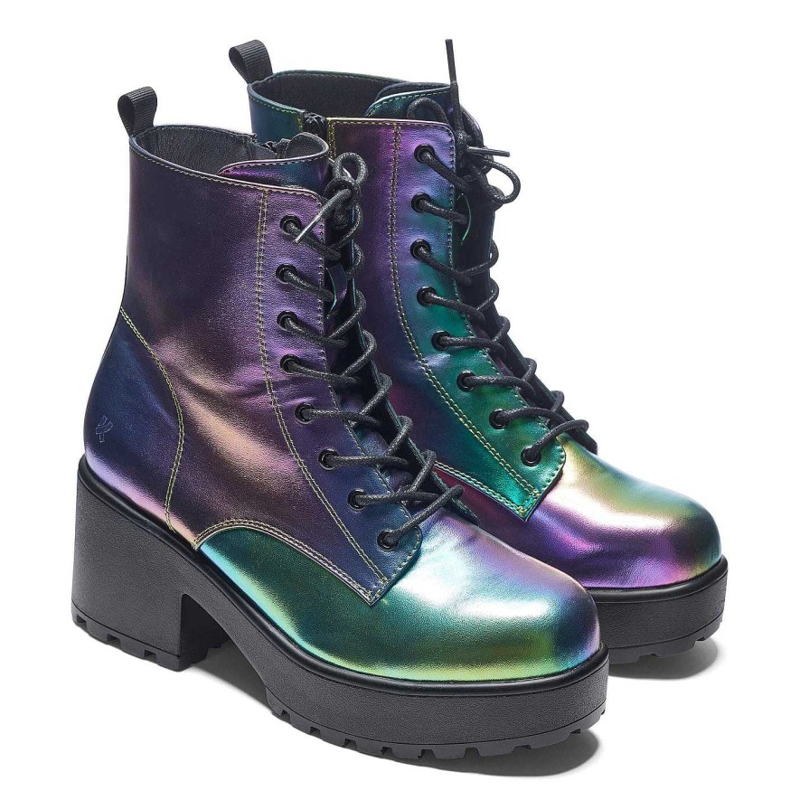 Hot Bismuth Platform Military Boots - Rainbow Ankle Boots