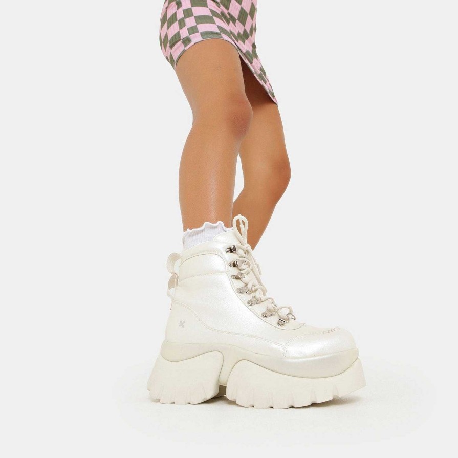 New Gooey White Platform Boots Chunky Boots