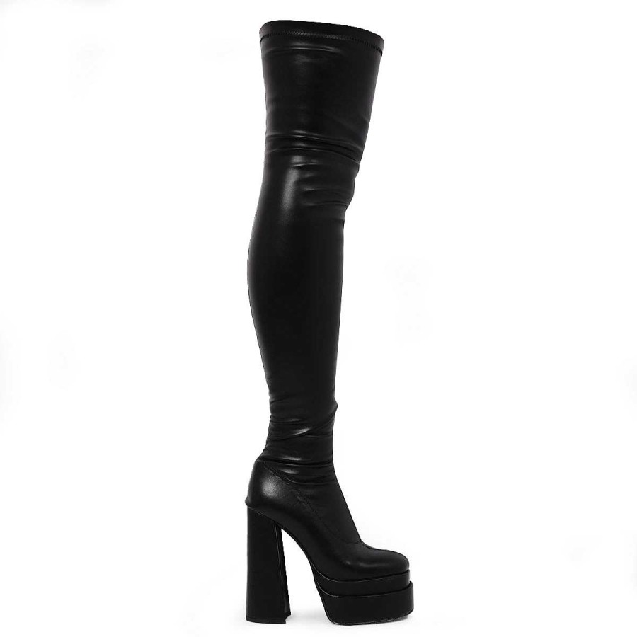 Wholesale The Redemption Black Stretch Thigh High Boots The Platform Boot