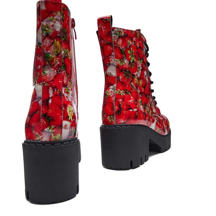 Wholesale Frozen Strawberries Switch Boots Platform Boots