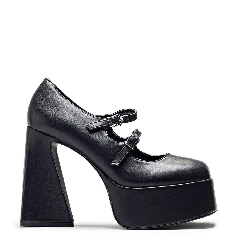 Clearance Zeba Black Platform Heels Heeled Mary Janes