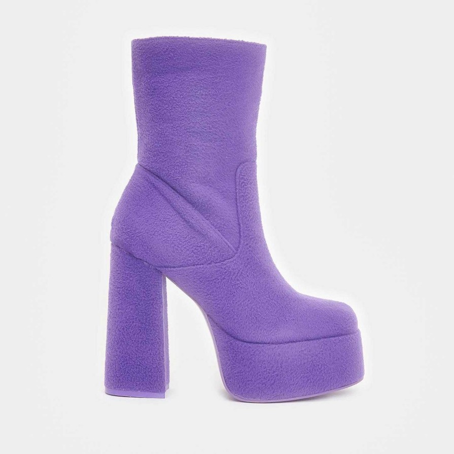 Online Tinky Winky Fluffy Platform Boots Heeled Boots