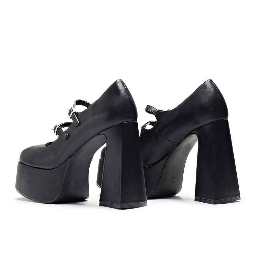 Clearance Zeba Black Platform Heels Heeled Mary Janes