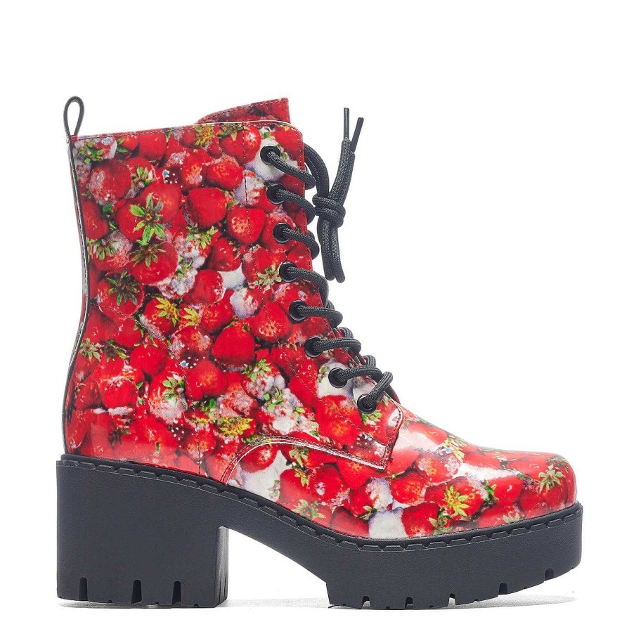 Wholesale Frozen Strawberries Switch Boots Platform Boots