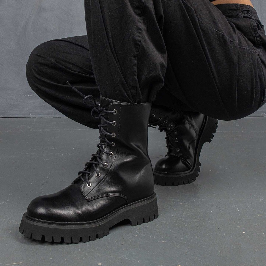 Online Anchor Black Military Lace Up Boots The Military Boot