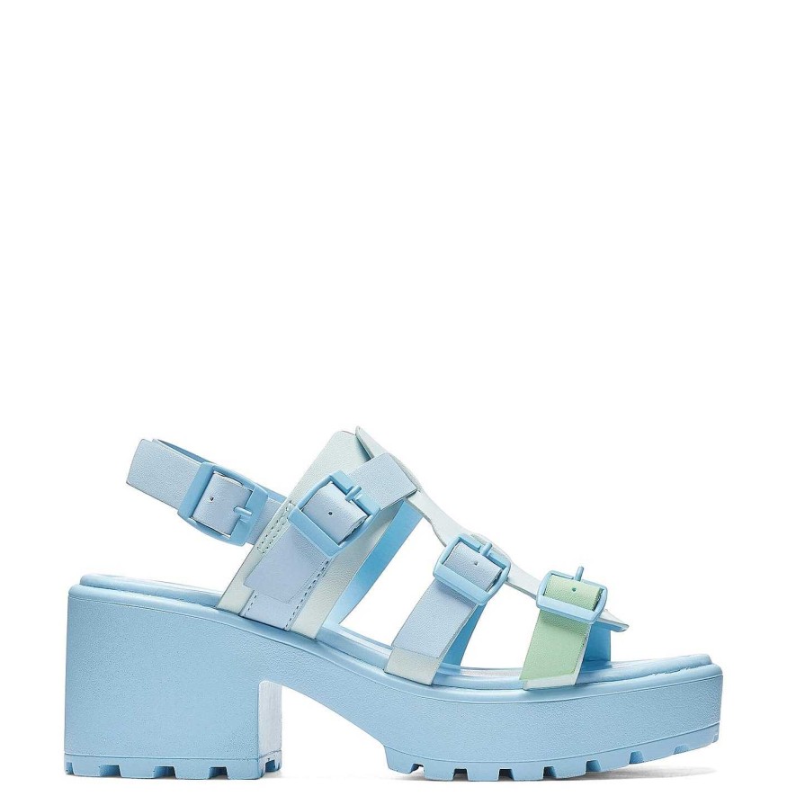 Online Sugar Season Chunky Buckle Sandals - Blue Strappy Sandals