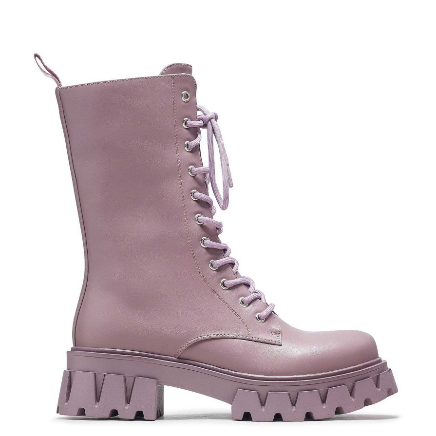 Best Siren Tall Lace Up Boots - Berry Calf Boots