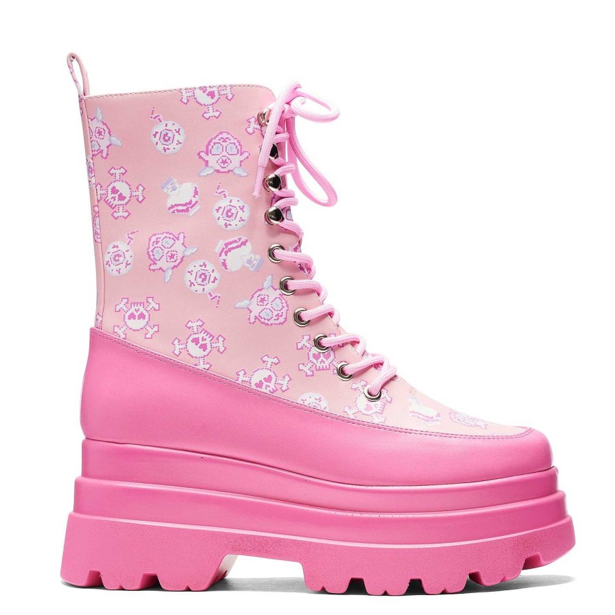 Best Pink Magic Yami Printed Trident Boots Platform Boots