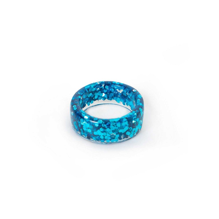 New Glitterball Blue Ring Rings