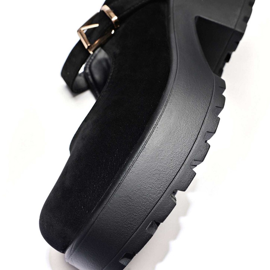 Wholesale Black Chunky Platform Mary Jane Shoes Heeled Mary Janes