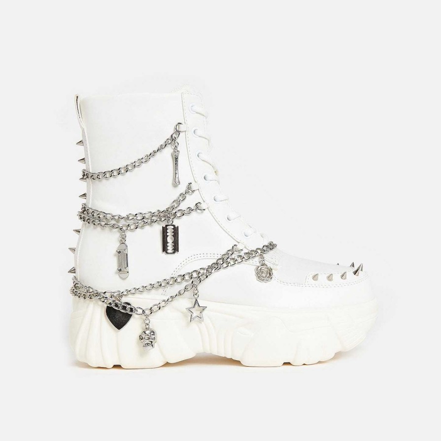 Hot Boned Catch White Mystic Charm Boots Platform Boots