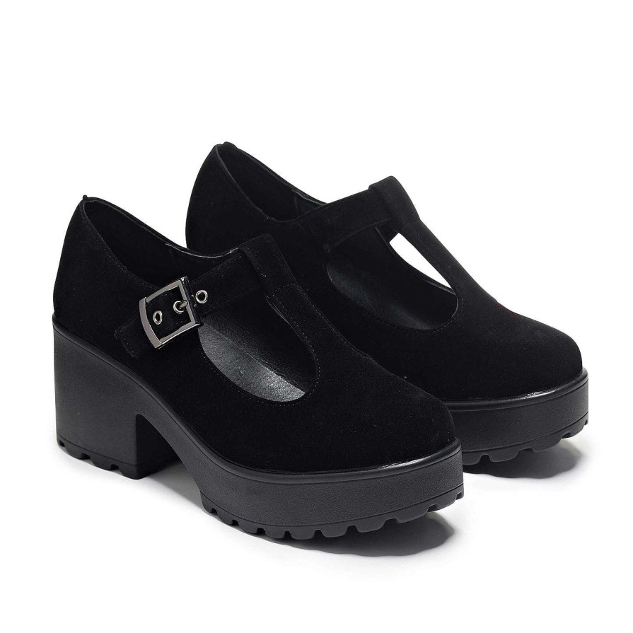 Clearance Sai Black Mary Jane Shoes 'Suede Edition' Black Mary Janes