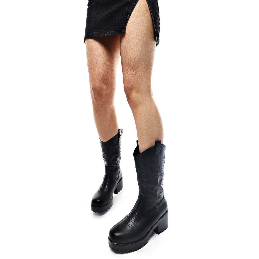 Clearance Wintu Long Chunky Western Boots Calf Boots