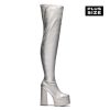 Hot The Redemption Plus Size Thigh High Boots - Silver The Platform Boot