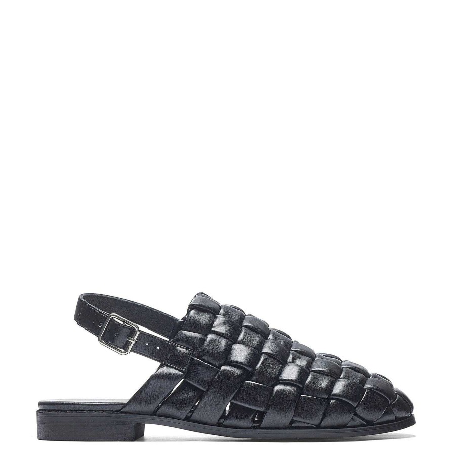 Online Provence Men'S Weaved Slingback Sandals - Black Platform Sandals