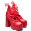 Clearance Playboy Infidelity Red Lace Up Heels | Playboy X Koi Collection Platform Heels