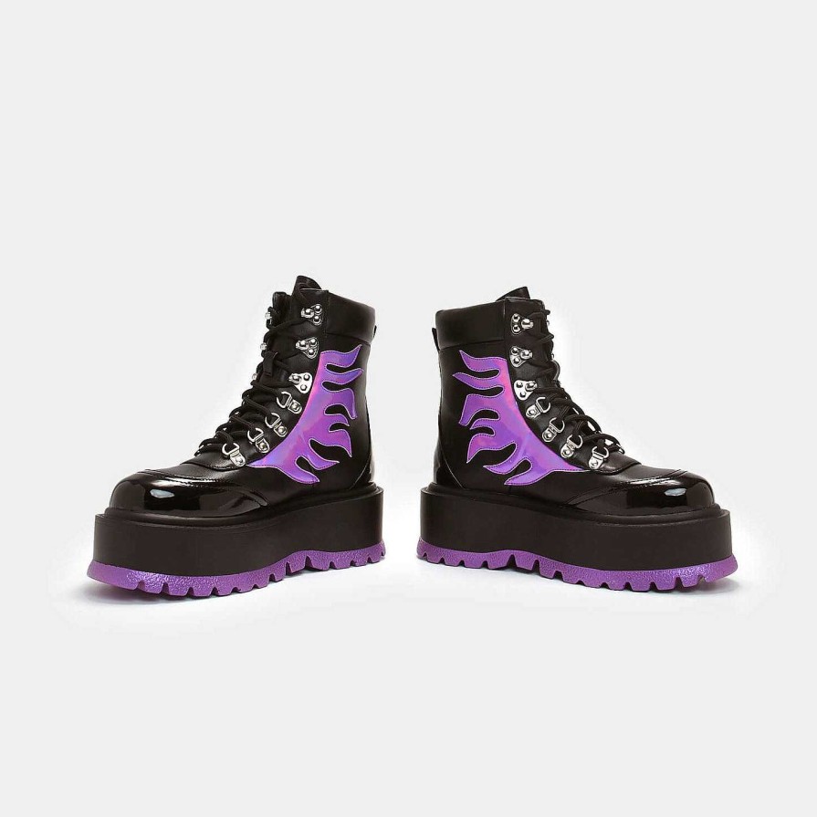 Best Helios Purple Hologram Flame Boots The Platform Boot