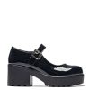 Clearance Black Chunky Platform Mary Jane Shoes Heeled Mary Janes