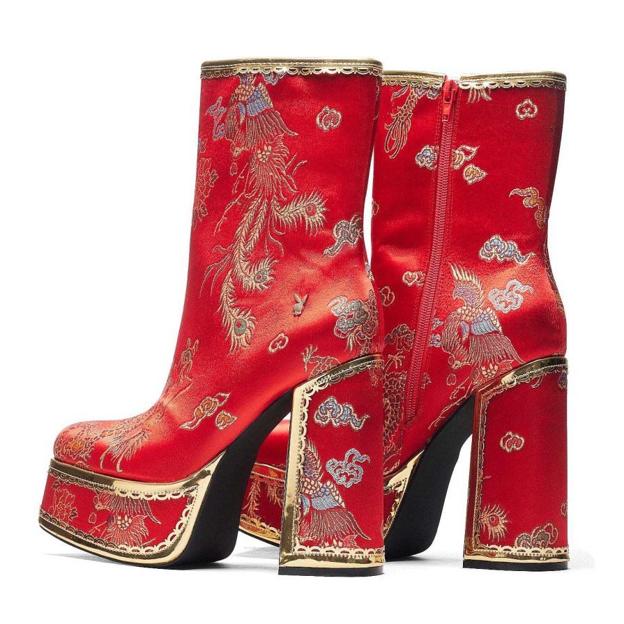 Online The Ornate Soul Playboy Red Heeled Boots | Playboy X Koi Collection Platform Boots