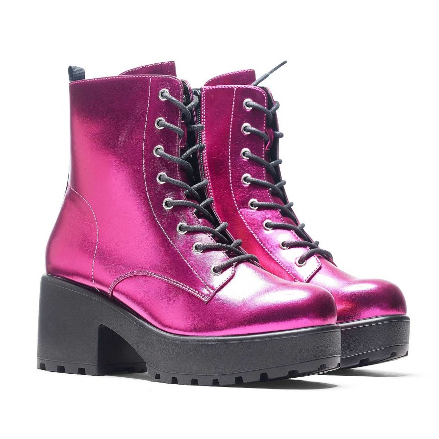 Best Fuschia Haze Military Platform Boots | Women'S Boots | Koi Footwear Platform Boots