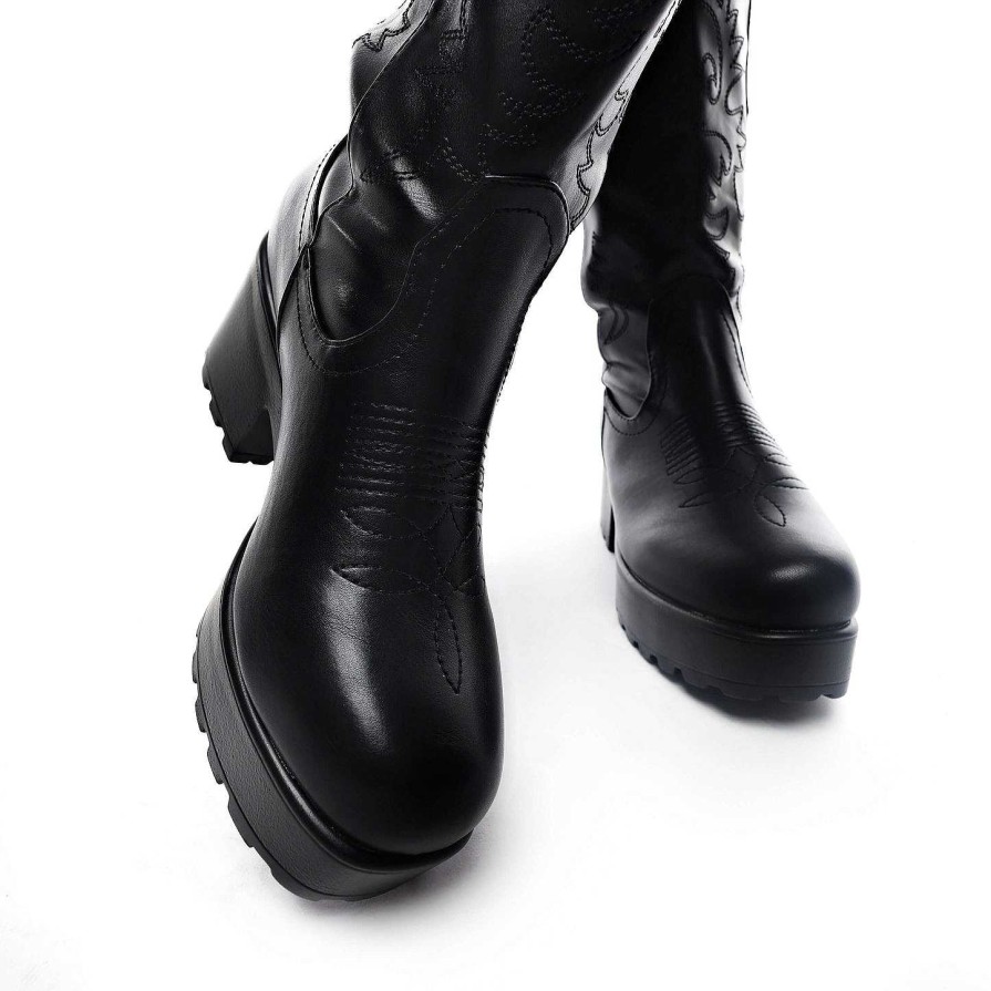 Clearance Wintu Long Chunky Western Boots Calf Boots