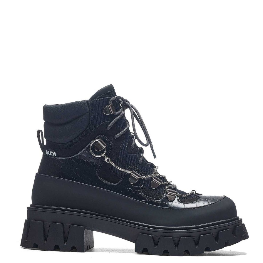 Best The Koi Reaper Men'S Hiking Boots - Ebony Croc Ankle Boots