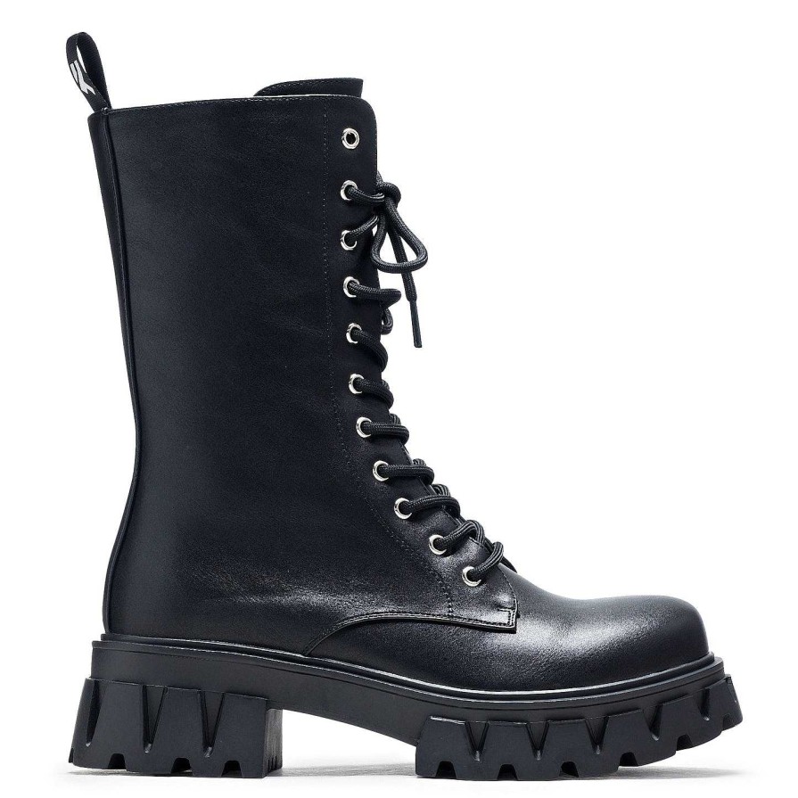 New Siren Tall Lace Up Boots - Black Calf Boots