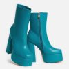 New Lexus Steel Blue Platform Heeled Boots Platform Boots