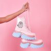 New Pusheen Doughnuts Pastel Patent Boots Chunky Boots