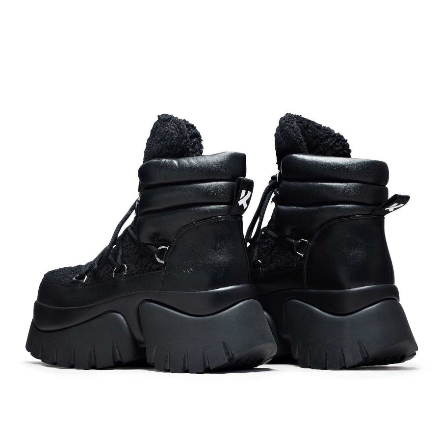 Clearance Black Fluffy Vilun Winter Boots | Koi Footwear Snow Boots