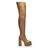 Best The Redemption Stretch Thigh High Boots - Khaki Platform Boots