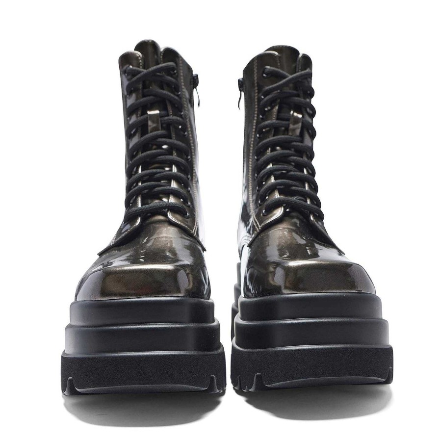 Online Deathwatch Trident Platform Boots - Static Grey Platform Boots