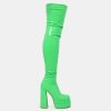 Clearance The Redemption Green Stretch Thigh High Boots Heeled Boots