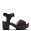 Best Black Ankle Strap Chunky Platform Cleated Sandals Platform Sandals