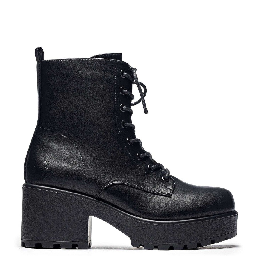 Clearance Black Leather Chunky Platform Military Boots In Size 10 Platform Boots